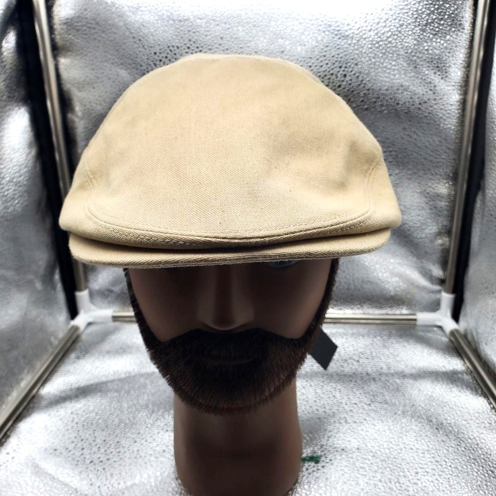 Epoch Hats Co Newsboy Flat‎ Cap Mens S/M Beige Cotton Lined Driving Ivy NWT